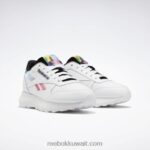 أبيض ftwr / أرجواني مقدم / أسود أساسي ناو سيراتي حذاء نسائي جلدي كلاسيكي sp Reebok 0NZ0F244 - Image 4