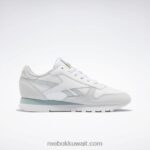 أبيض ftwr / رمادي ساحلي / رمادي بارد أحذية نسائية جلدية كلاسيكية Reebok 0NZ0F968 - Image 4