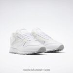 أبيض ftwr / نقي رمادي 4 / رودونيت جلد كلاسيكي يجعله حذاءك النسائي Reebok 0NZ0F192 - Image 4