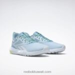 أزرق لؤلؤي / زجاج أزرق / أبيض ftwr حذاء فليكساجون فورس 4 نسائي للتدريب Reebok 0NZ0F258 - Image 3