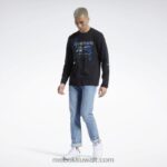 أسود سلسلة الجرافيك تي شيرت طويل الأكمام قبل الموسم Reebok 0NZ0F441 - Image 2