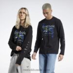 أسود سلسلة الجرافيك تي شيرت طويل الأكمام قبل الموسم Reebok 0NZ0F441
