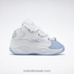أطفال أبيض ftwr / أزرق سائل / أصفر سام سؤال منتصف أحذية كرة السلة - طفل صغير Reebok 0NZ0F1380