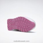 أطفال أبيض ftwr / وردي icono حذاء بيبا بيج جلد كلاسيكي - مرحلة ما قبل المدرسة Reebok 0NZ0F1443 - Image 5