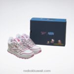 أطفال أبيض ftwr / وردي icono حذاء بيبا بيج جلد كلاسيكي - مرحلة ما قبل المدرسة Reebok 0NZ0F1443 - Image 9