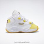 أطفال ftwr أبيض / خيط أصفر / فوق بنفسجي السؤال منتصف الأحذية - طفل صغير Reebok 0NZ0F1373