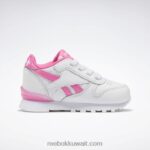 أطفال ftwr أبيض / وردي ذري حذاء ستيب اند فلاش جلدي كلاسيكي - طفل صغير Reebok 0NZ0F1377 - Image 2