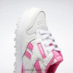 أطفال ftwr أبيض / وردي ذري حذاء ستيب اند فلاش جلدي كلاسيكي - طفل صغير Reebok 0NZ0F1377 - Image 7