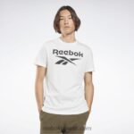 رجال أبيض تي شيرت بشعار الماركة Reebok 0NZ0F1259