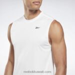 رجال أبيض تي شيرت تقني بدون أكمام للتدريب Reebok 0NZ0F1190 - Image 4
