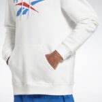 رجال أبيض كنزة بغطاء للرأس بشعار الماركة Reebok 0NZ0F1243 - Image 5