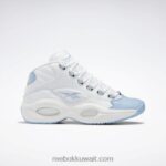 رجال أبيض ftwr / أزرق سائل / أصفر سام السؤال منتصف أحذية كرة السلة Reebok 0NZ0F1028