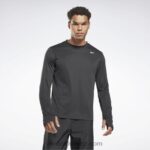 رجال أسود الليل تي شيرت تدريب بأكمام طويلة Reebok 0NZ0F1262