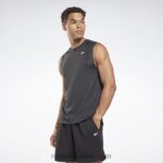 رجال أسود الليل تي شيرت تقني بدون أكمام للتدريب Reebok 0NZ0F1159