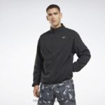 رجال أسود تشغيل سترة الرياح المنسوجة Reebok 0NZ0F1182