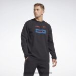 رجال أسود تي شيرت متوسط ​​الطول بأكمام طويلة من الدفء الحراري + الجرافين Reebok 0NZ0F1288