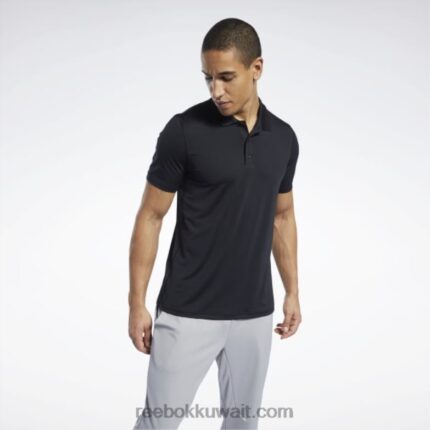 رجال أسود قميص بولو جاهز للتمارين الرياضية Reebok 0NZ0F1228