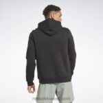 رجال أسود كنزة بغطاء للرأس بشعار الماركة Reebok 0NZ0F1171 - Image 3