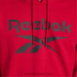 رجال ناقلات الأحمر / الأسود كنزة بغطاء للرأس بشعار الماركة Reebok 0NZ0F1283 - Image 4