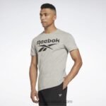 رجال هيذر رمادي متوسط تي شيرت بشعار الماركة Reebok 0NZ0F1306