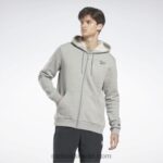 رجال هيذر رمادي متوسط سترة بقلنسوة بسحاب كامل Reebok 0NZ0F1183