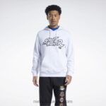 مزيج أبيض هوديي ستريت فايتر برسومات Reebok 0NZ0F363