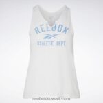 نحيف أبيض قميص علوي بدون أكمام بشعار كبير جاهز للتمرين (مقاس كبير) Reebok 0NZ0F814 - Image 6