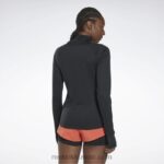 نحيف أسود الليل تشغيل قميص من النوع الثقيل بسحاب Reebok 0NZ0F740 - Image 3