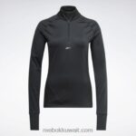 نحيف أسود الليل تشغيل قميص من النوع الثقيل بسحاب Reebok 0NZ0F740 - Image 6
