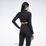 نحيف أسود بلوزة بولو كلاسيكية بأكمام طويلة Reebok 0NZ0F669 - Image 4