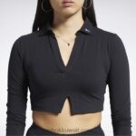 نحيف أسود بلوزة بولو كلاسيكية بأكمام طويلة Reebok 0NZ0F669 - Image 6