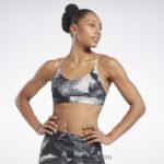 نحيف أسود حمالة صدر جريئة مطبوعة بحمالات رفيعة من لوكس Reebok 0NZ0F715