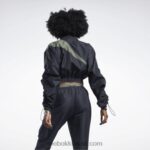 نحيف أسود سترة كاردي ب الساتان المنسوجة Reebok 0NZ0F937 - Image 3