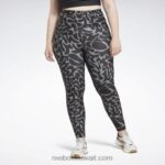 نحيف أسود طماق مطبوعة جاهزة للتمارين الرياضية (حجم كبير) Reebok 0NZ0F551