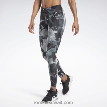 نحيف أسود لوكس كل انحاء طباعة جريئة الجوارب Reebok 0NZ0F376