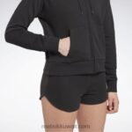 نحيف أسود هودي بشعار الماركة Reebok 0NZ0F437 - Image 5