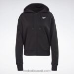 نحيف أسود هودي بشعار الماركة Reebok 0NZ0F437 - Image 6