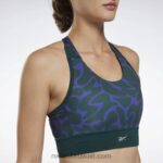 نحيف الغابة الخضراء تشغيل حمالة صدر رياضية مطبوعة Reebok 0NZ0F690 - Image 4