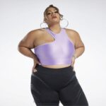 نحيف حيرة الأرجواني تانك توب قصير كتف واحد من كاردي بي (مقاس كبير) Reebok 0NZ0F461