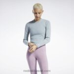 نحيف رمادي نقي 3 قميص ملفوف بأكمام طويلة مضلع صبغ طبيعي كلاسيكي Reebok 0NZ0F619