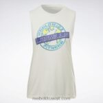 نحيف كلاسيكي أبيض ليه ميلز تانك توب برسومات عضلية Reebok 0NZ0F565 - Image 6