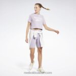 نحيف واحة بنفسجية شورت مجسم بشعار الماركة Reebok 0NZ0F838 - Image 2