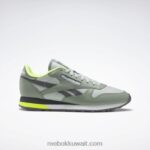 هارموني جرين / رذاذ البحر / رمادي نقي 7 أحذية جلدية كلاسيكية Reebok 0NZ0F123