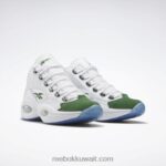 ftwr أبيض / أخضر صنوبر السؤال منتصف أحذية كرة السلة Reebok 0NZ0F490 - Image 3