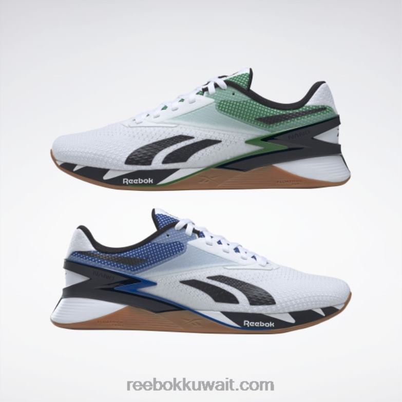 ftwr أبيض / غلين أخضر / أزرق متجه أحذية nano x3 Reebok 0NZ0F23 - Image 3